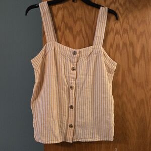 J. Crew Orange Striped Button-Front Tank Top